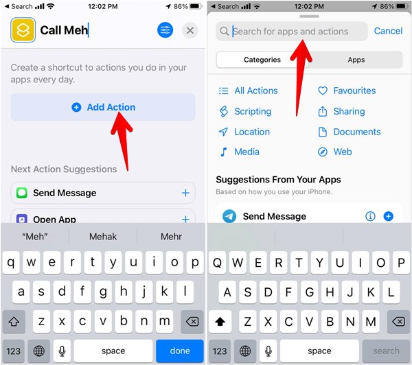 Contact Iphone Shortcut Add Action