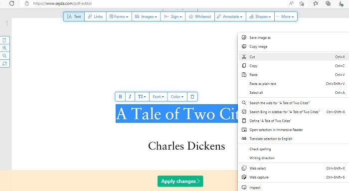 Cut Copy Paste Pdf Sejda Text Remove
