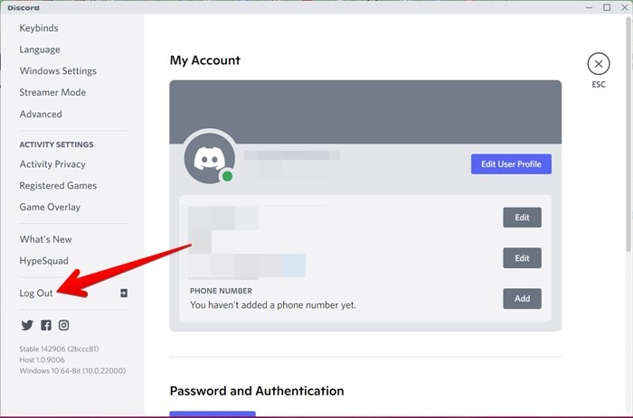 Discord Settings Pc Log Out