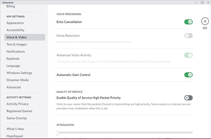 Discord Settings Voice Advanced