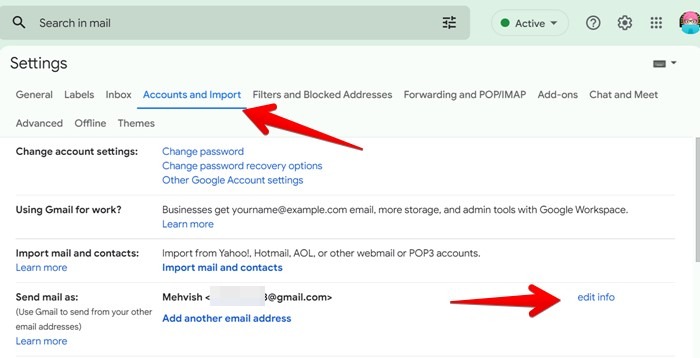 Gmail Settings Web Edit Name
