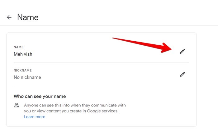 Gmail Web Personal Info Name Edit