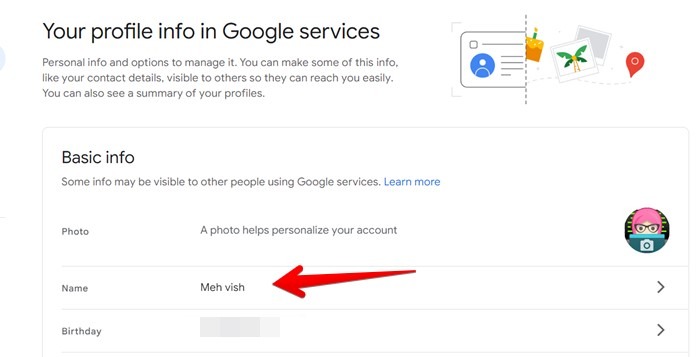 Gmail Web Personal Info Name
