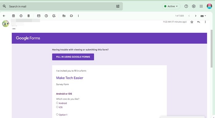 Google Forms Embed Email Preview