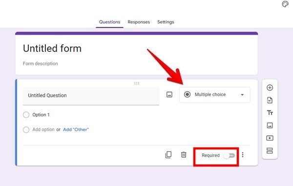 Google Forms Questions Required