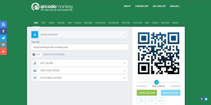 QR Code Monkey website view.