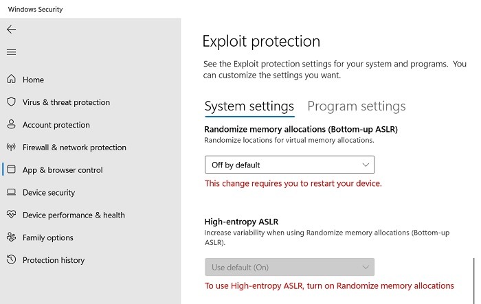 This Setting Managed Admin Exploit Protection Windows11 Off