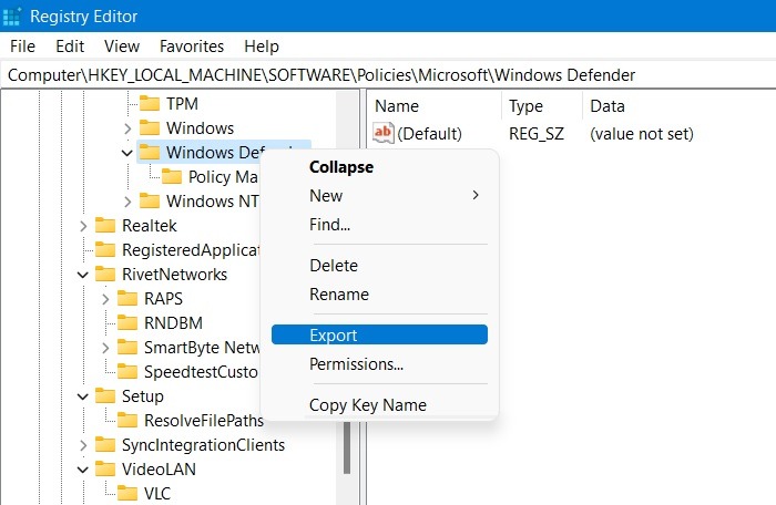 This Setting Managed Admin Windows11 Windows Defender Export