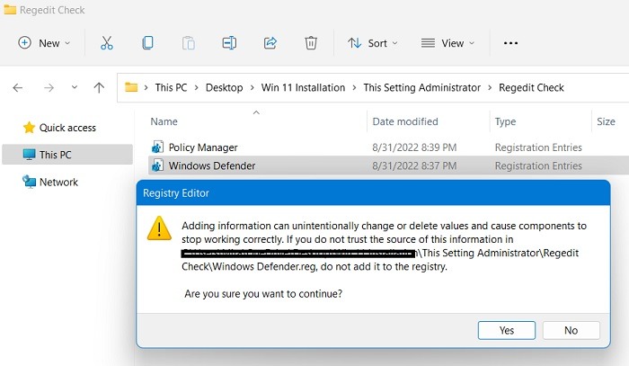 This Setting Managed Adminwarning Adding Registry Keys