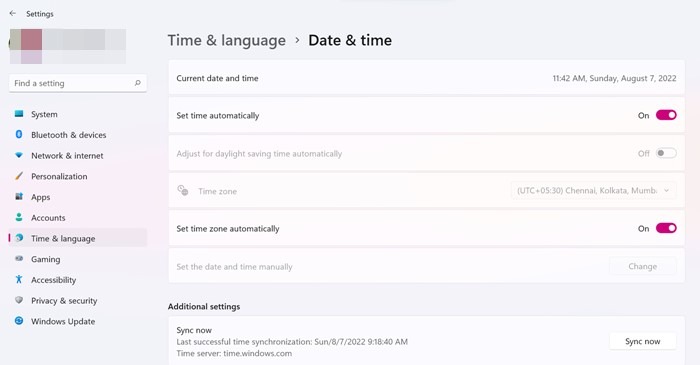 Windows Set Correct Time