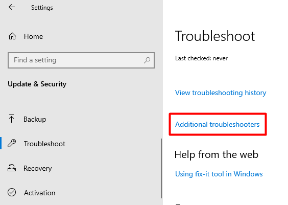 Windows Updates Error 0x80073701 Additional Troubleshooters