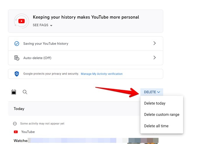 Youtube Computer Clear All History My Activity