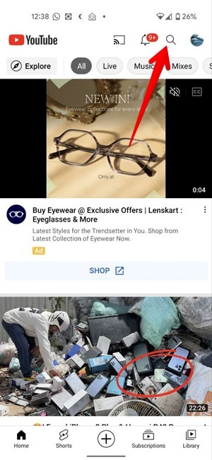 Youtube Mobile Search Icon