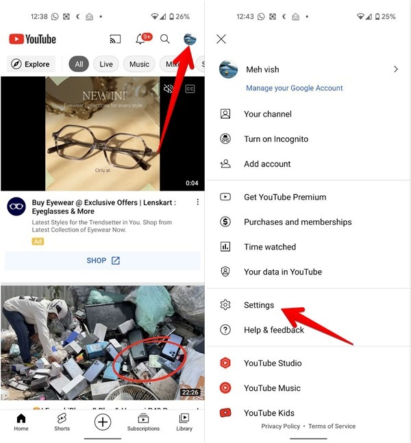 Youtube Mobile Settings