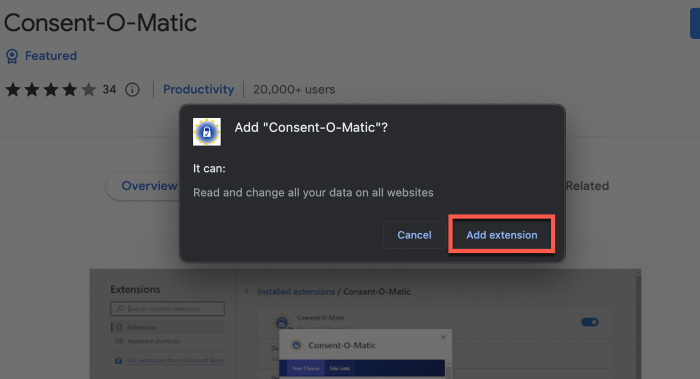 Add Extension Button On Chrome