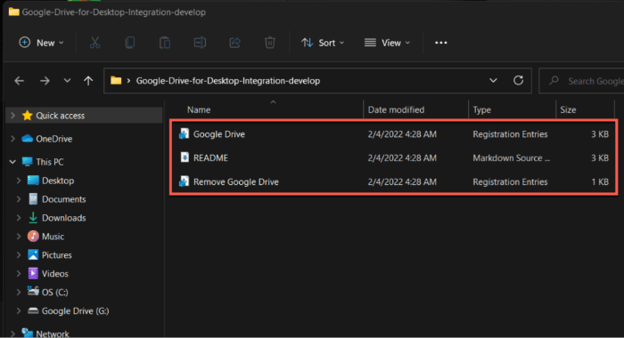 Add Google Drive To File Explorer Extracted Zip Contents