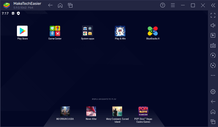 Android Apps In Windows Bluestacks Home Screen