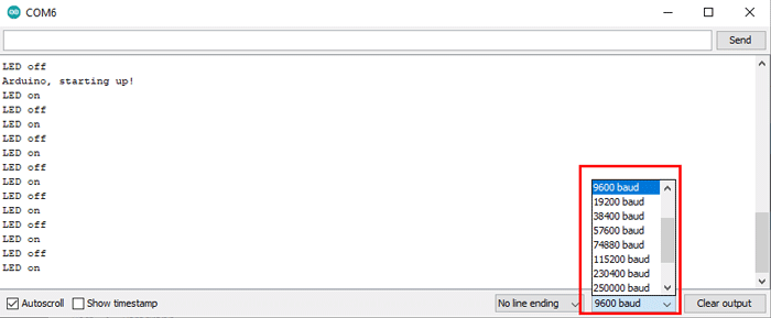 Arduino Ide Serial Monitor Baud Rate Drop Down