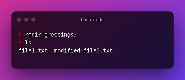 Bash Rmdir