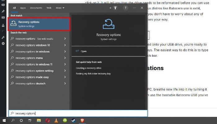 Batocera Recovery Options
