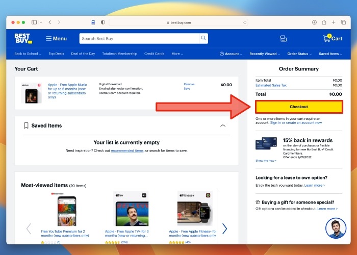 Best Buy Checkout Button