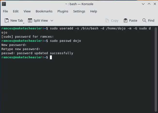 Bitcoin Dojo Install 07 Create New User