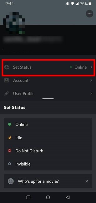 Change Discord Status Mobile Set Status