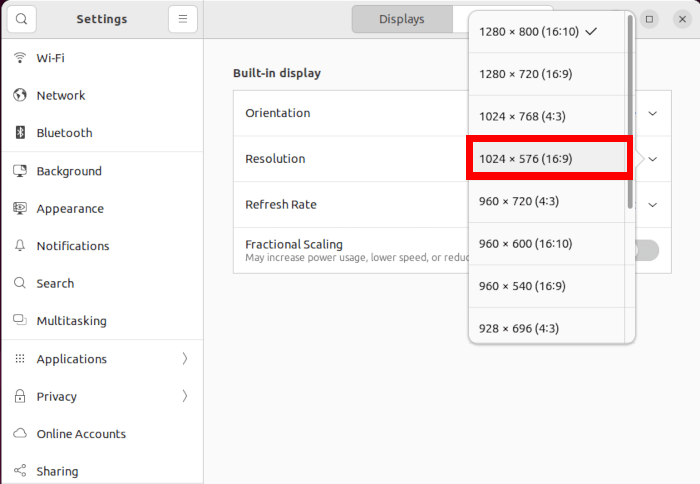 Change Resolution Ubuntu 03 Display Settings Select