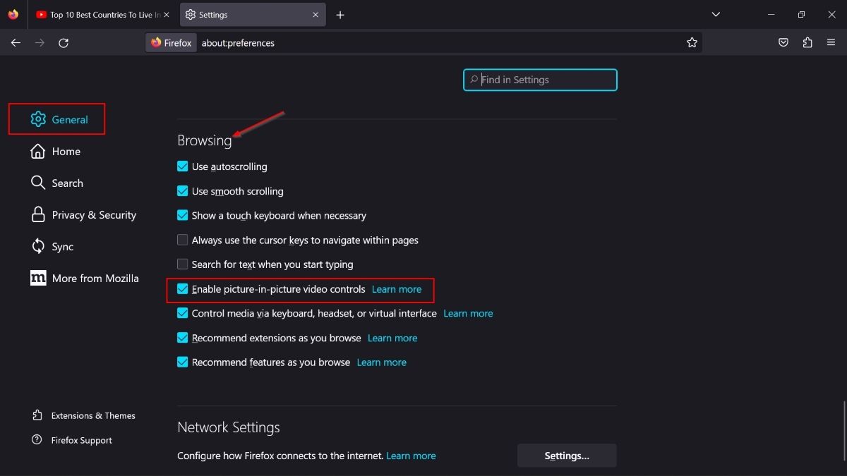 Check "Enable picture-in-picture" video controls" option in Firefox.
