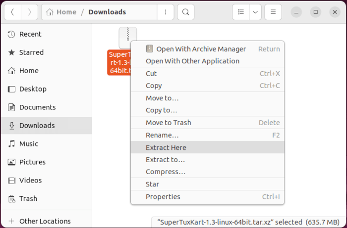 Create Desktop File Linux 01 Extract Archive