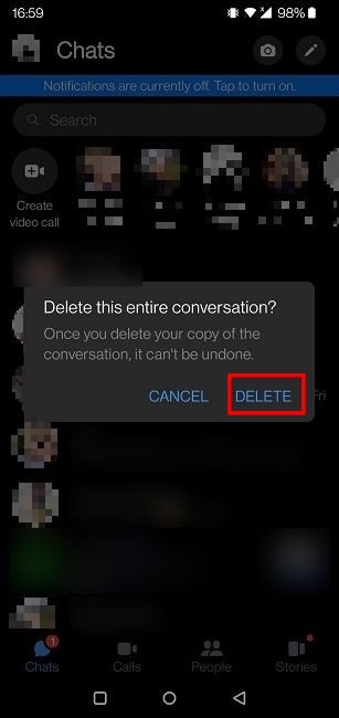 Delete Facebook Messages Confirm Delete Mobile