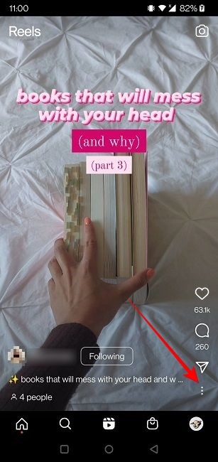 Download Instagram Reels Three Dot Menu