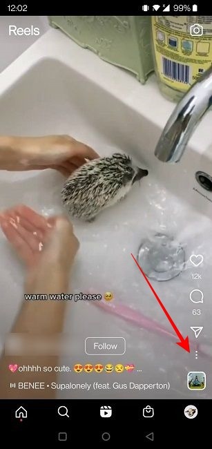 Download Instagram Reels Three Dots Option