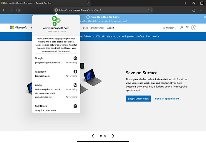 Duckduckgo Microsoft Trackers List
