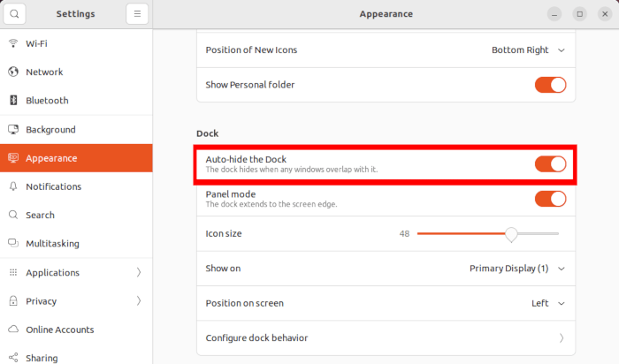Hide Top Bar Ubuntu 03 Side Panel Hide