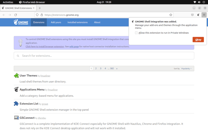 Hide Top Bar Ubuntu 10 Browser Extension Installed