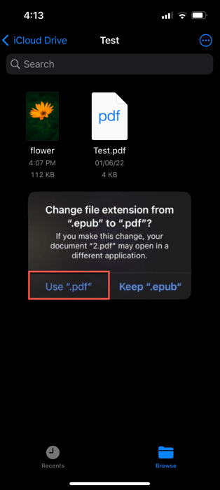 How To Change File Extension On Iphone Click On Use Pdf