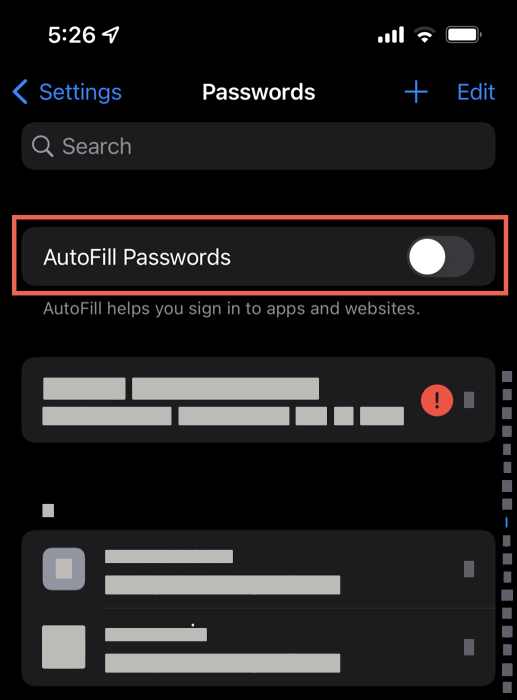 How To Make Mobile Safari Save Your Passwords On Ios Toggle On Autosave Passwords