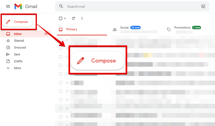 Clicking on "Compose" button in Gmail desktop app. 