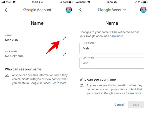 Iphone Gmail Name Change