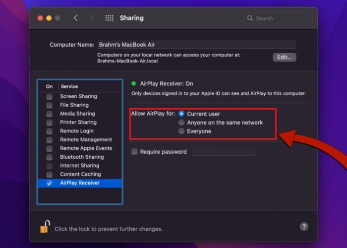 Mac Allow Airplay For