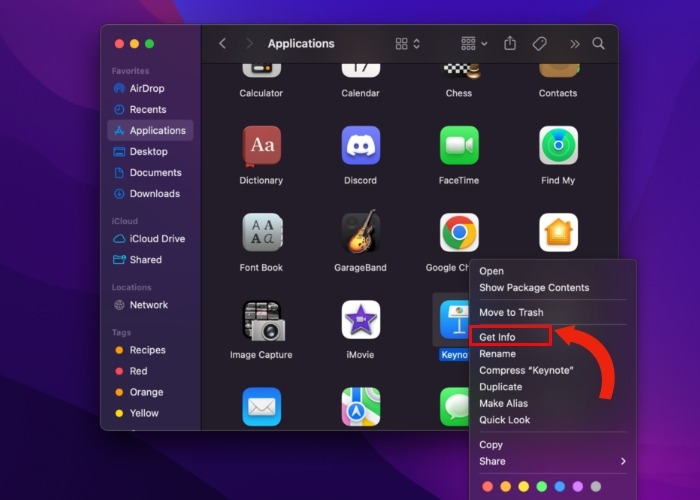 Monterey App Get Info