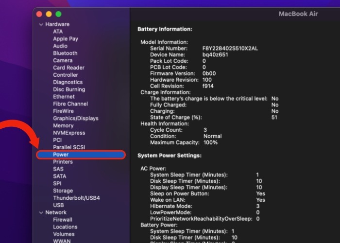 Monterey Hardware Menu Power