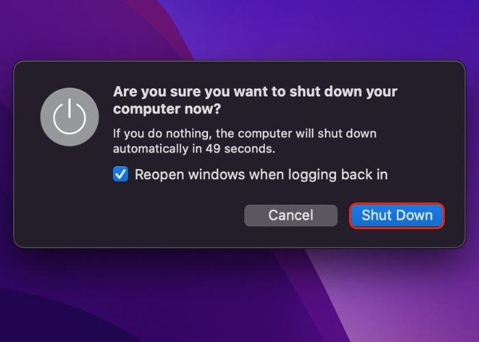Monterey Shut Down Button 1