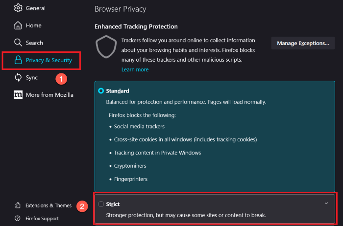 Privacy And Security Settings