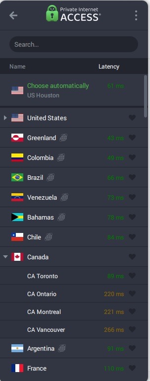 Private Internet Access Review App Choose Location