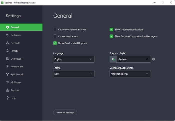 Private Internet Access Review Settings