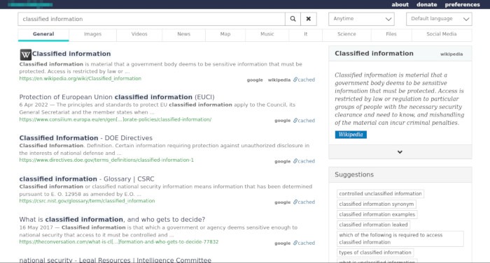 Searxng Install 04 Sample Classified Information