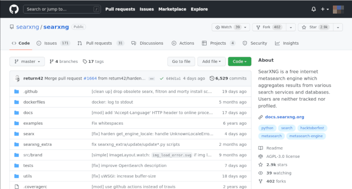 Searxng Install 09 Searxng Github Page