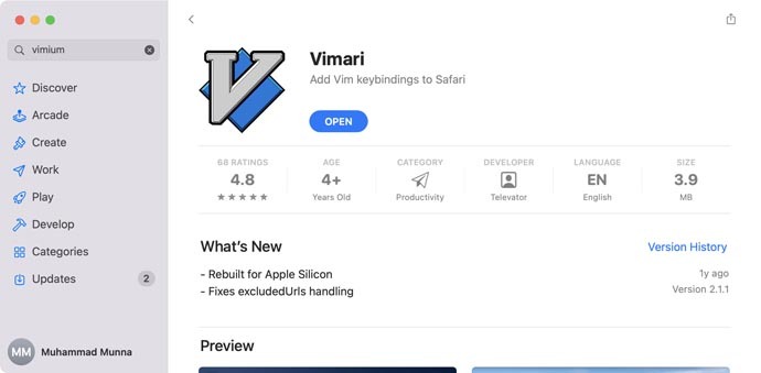 Vim On Browser Add Vimari